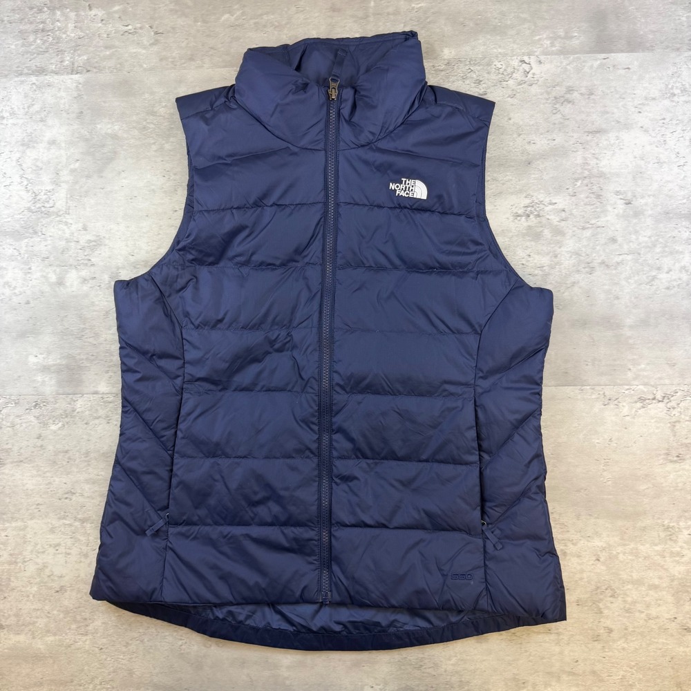 The North Face Aconcagua 550 Down Puffer Vest Womens Large Navy Blue Full Zip